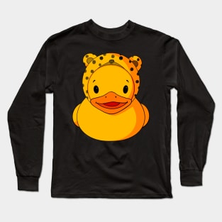 Leopard Hat Rubber Duck Long Sleeve T-Shirt